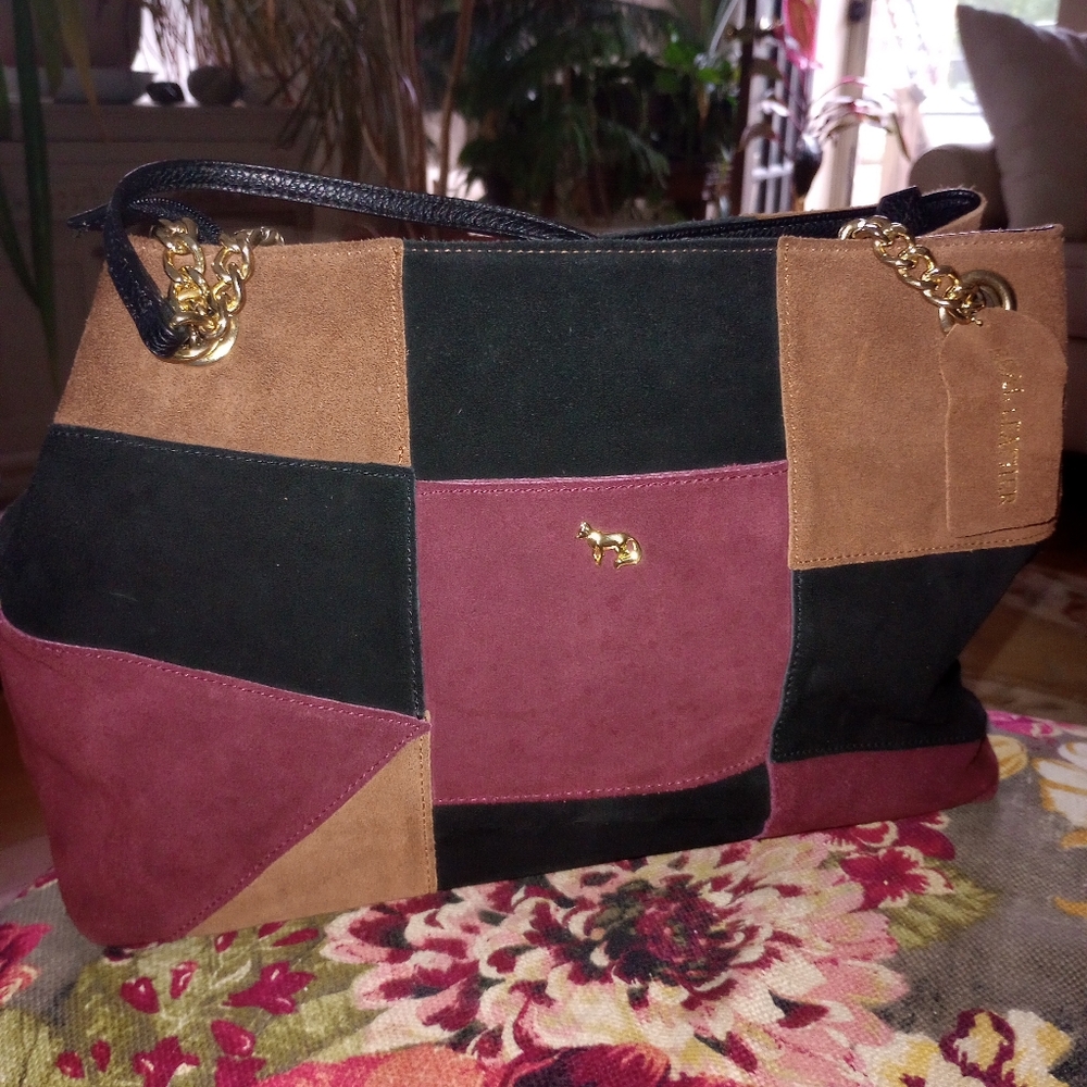 Emma Fox Authentic Suede Patchwork Shoulder Bag